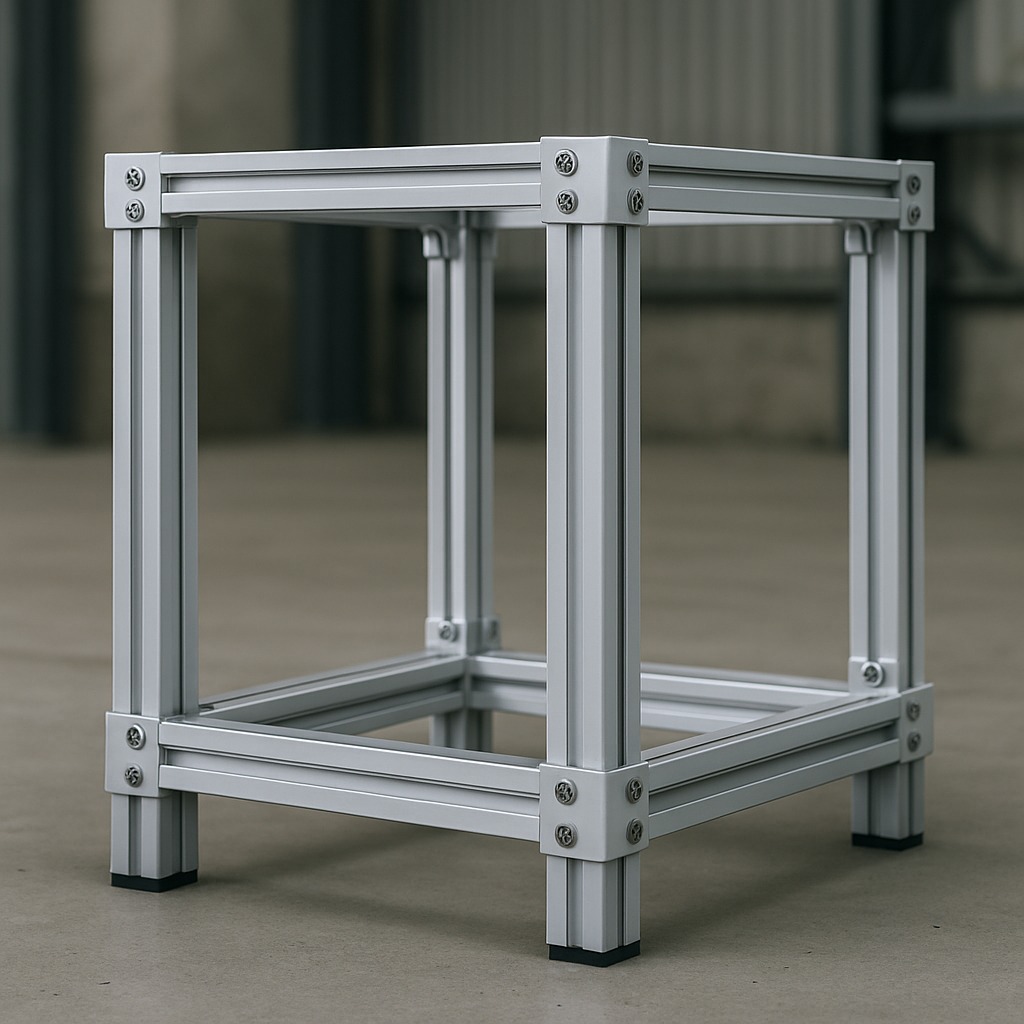 Cadre en profilés aluminium — peinture teinte claire, assemblage modulaire